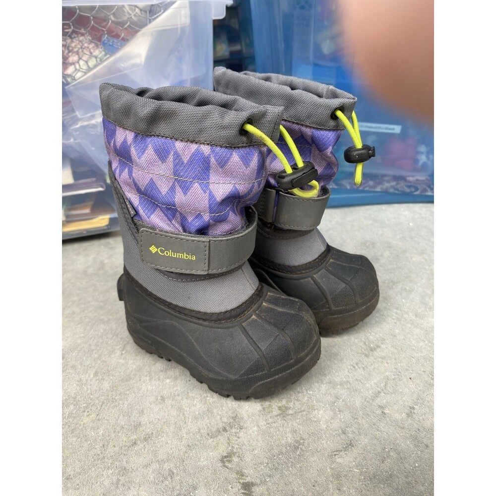 Columbia Toddler Snow Boots Purple Chevron Waterproof Powderbug Size 6C